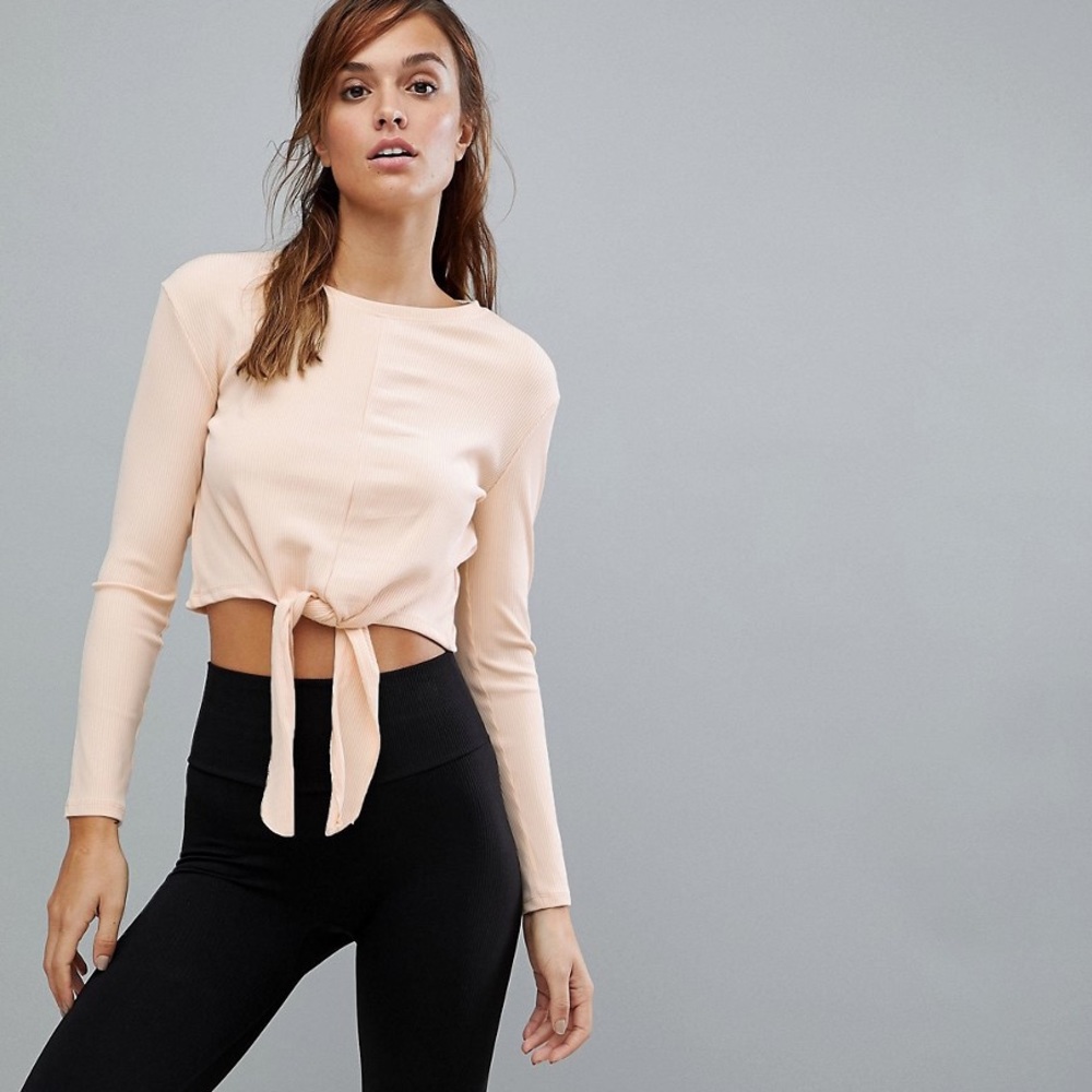 2/$20 ASOS New Look Rib Tie Front Long Sleeve Sweat Top